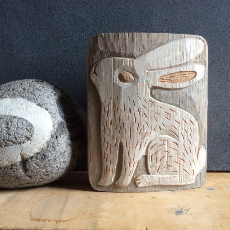 Wood Relief Rabbit by Leschiwelt