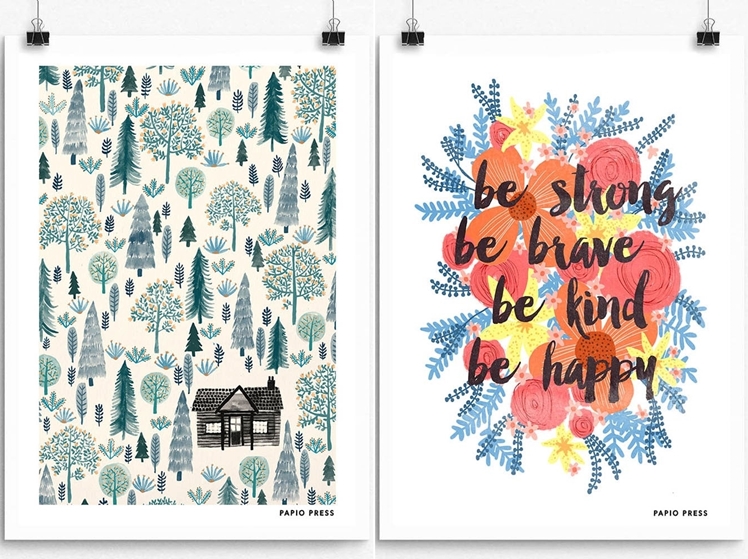The Log Cabin Print & Be Brave, Be Strong Print | Papio Press