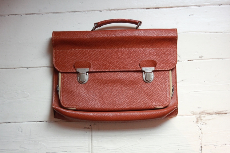Tan Leather 1960's School Satchel
