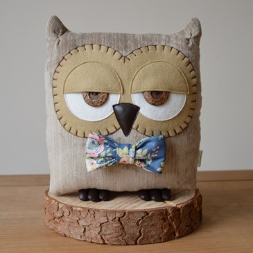 Owl Cushion with Floral Bow by Midgins'