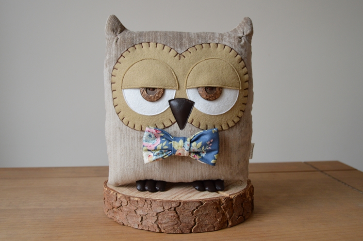 Owl Cushion with Floral Bow by Midgins' 