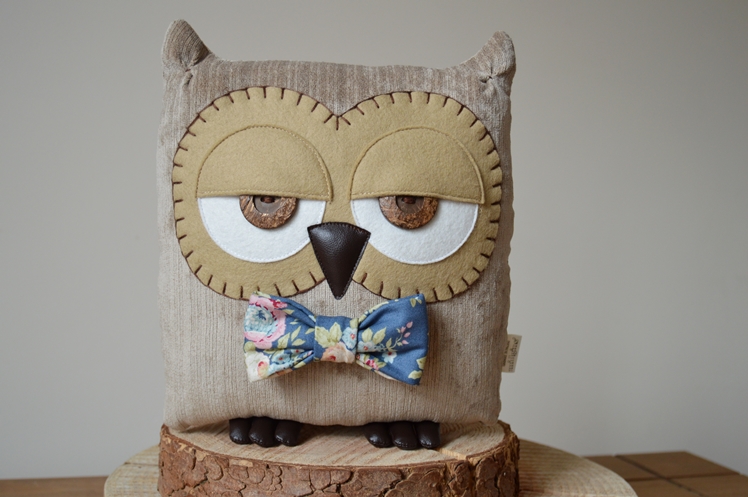 Owl Cushion with Floral Bow by Midgins' 