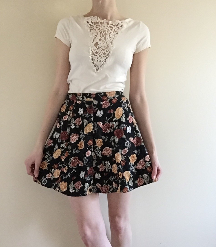 90s Cotton Floral Skater Skirt | Tessa Perlow Inc