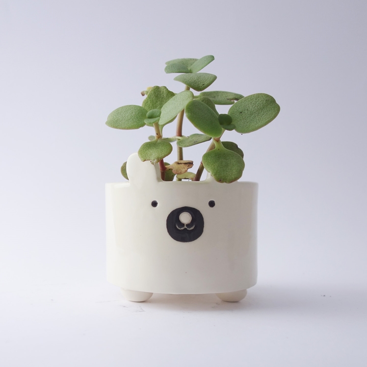 White Bear Plant Pot | Minky Moo Ceramics 