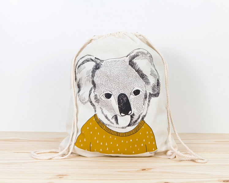 Koala Screen Printed Canvas Backpack | Depeapa