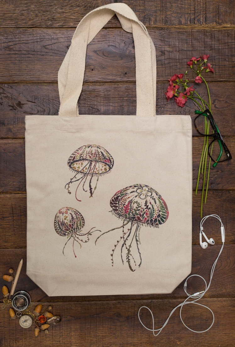 Moon Jellyfish Canvas Tote Bag | Helen Ahpornsiri