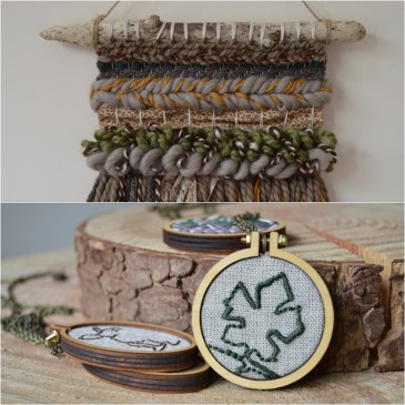 Leaf Embroidered Necklace & Woodland Wall Hanging - Midgins'