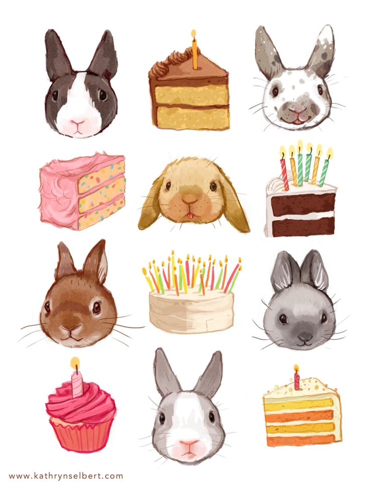 Bunnies and Birthday Cake Illustration | Kathryn Selbert